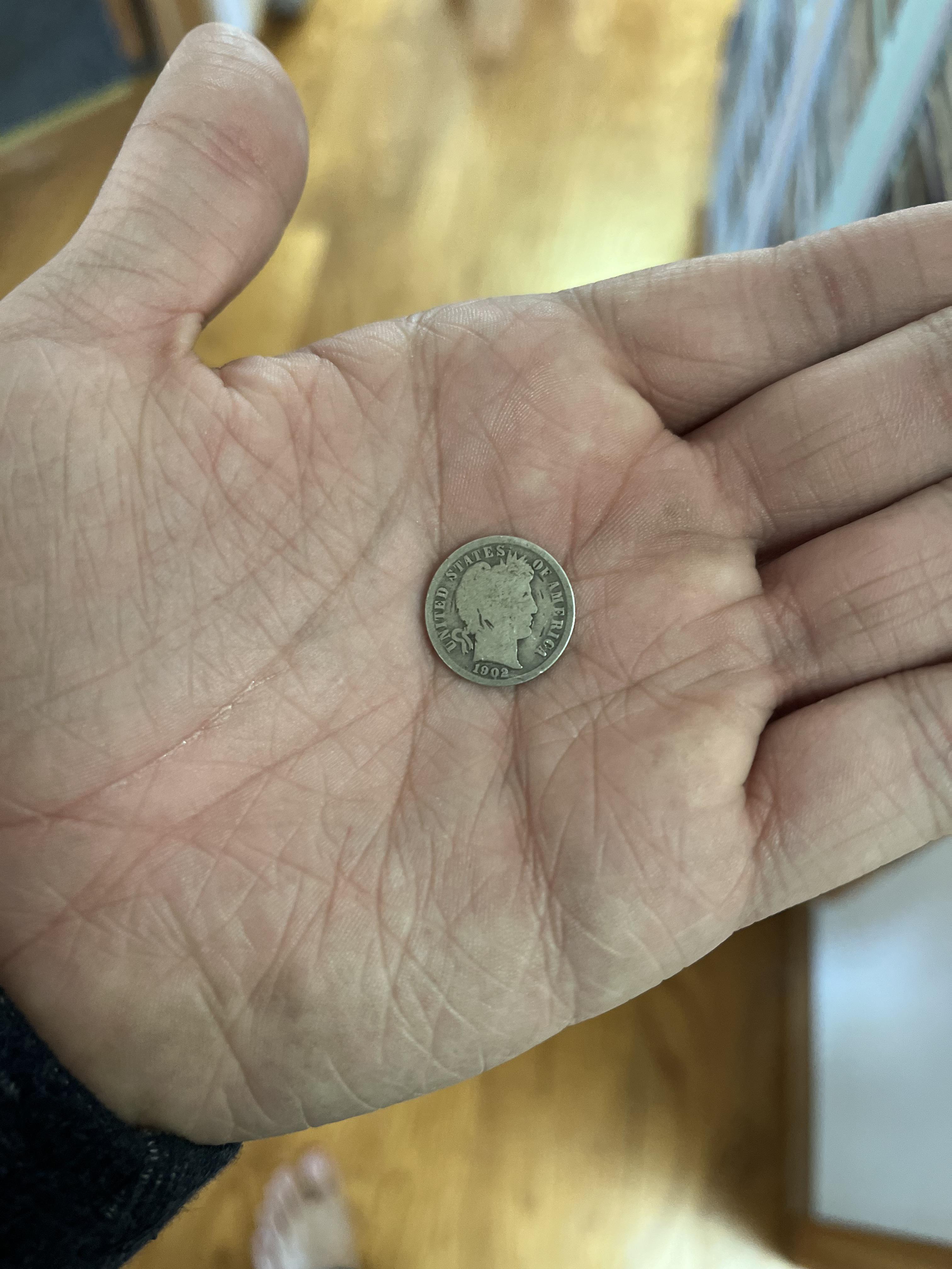 This coin from 1902 dropped in the guy's head out of nowhere.